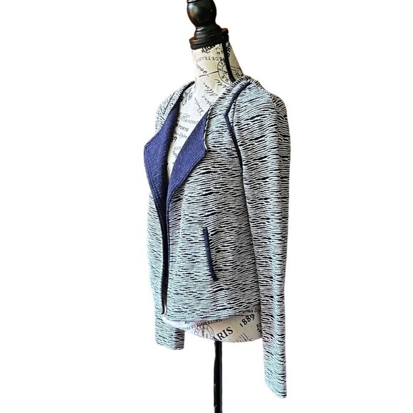 Tart Collections nautical preppy Tweed Striped Natalie Open Jacket SZ M - Picture 2 of 9